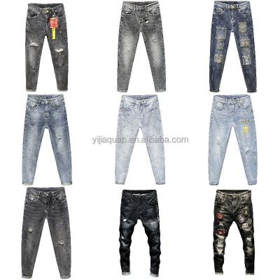 China QUICK DRY Fresh-washed old fringe jeans Stretch slim slim high stretch pencil pants waxed jeans for men for sale