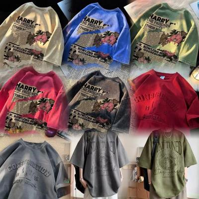 China Anti-wrinkle Summer wholesale custom high-quality vintage style oversized T-shirt 100% cotton plus size men's DTG printed graphic T-shirt for sale