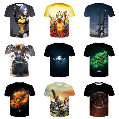 China Anti-wrinkle 180g Cotton Oem High quality 100% cotton custom logo Oversized T-shirt 3d Game Printed T-shirt Puff Printed T-shirt for sale