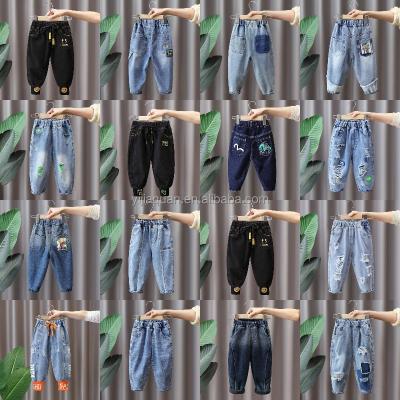 China Color Fade Proof 2024 Wholesale new teenage boys jeans 3-10 years springand autumn fashion slim thick sweatpants children's handsome casual pants for sale