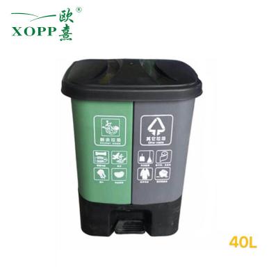 China Large Foot 40L Foot Pedal Waste Sustainable Plastic Waste Box Garbage Container Outdoor for sale