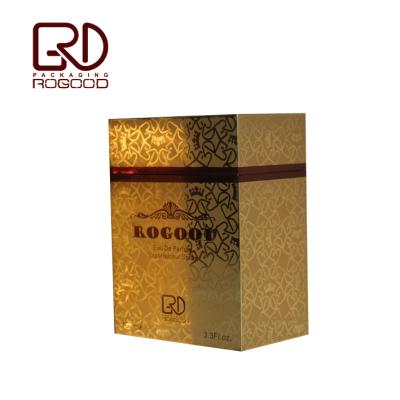 China Luxury Recycled Materials Perfume Packaging Golden Box For Essential Oil, RGD-P1099 for sale