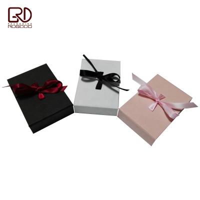 China New Cardboard Book Style Gift Box with Ribbon Tie on Top for Pendant Necklace Jewelry RGD-P1195 for sale