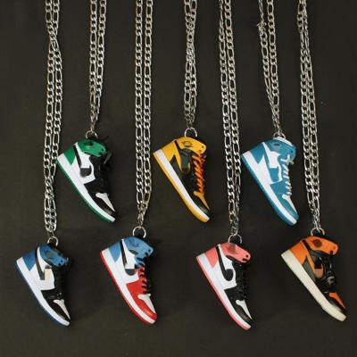 China New Design Basketball Sneaker Collector Key Chain Pendant Sneakers Necklace, 3D Mini Jordan Sneakers Pendant for sale