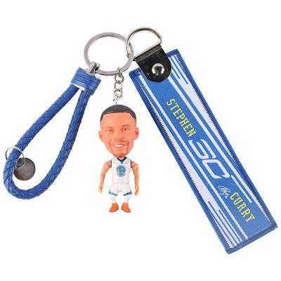 China Promotional NBA Shoe Style Basketball Key Chain All Star Player 3D Portrait Key Chain With Leather Rope for sale