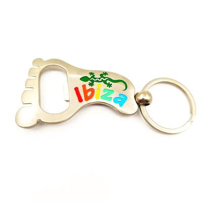 China Multifunctional Souvenir/Promotional/Tourist Souvenirs Foot Shaped Key Chain Custom Logo Metal Key Ring Key Chain For Metal Bottle Opener for sale