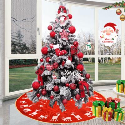 China Stocked Christmas Wholesale Plush Christmas Buffalo Plaid Tree Hot Sale Red White Red Skirt for sale