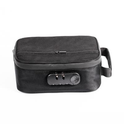 China Custom Logo Travel Storage Bag Polyester Material Smell Proof Locking Bag With Lock for sale