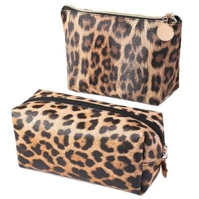 China Wholesale Customizable Fashion Leopard Printing Print Cosmetic Bag Makeup Case With Zipper for sale