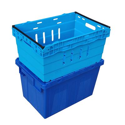 China 600x400x150 Harvest Pile Stackable Deep Perforated Vegetable Fruit Plastic Bale Arm Crate Food Grade PP With Sawing Bars for sale