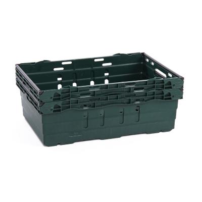 China 595x385x185/165/240/390mm blank vegetable fruit bale arms stackable plastic container custom wholesale stackable pp stackable for shipping for sale