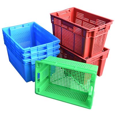 China Mesh Baskets Nestable Nest Stack of Exhaled Plastic Stacking Stackable Exhaled Plastic Crates for Vegetable Fruit Transport Storage for sale