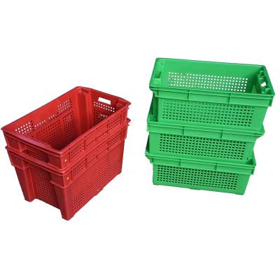 China Custom Strong Stackable Stackable Crates Vented Stackable Stackable Mesh Storage Baskets Vent Plastic Baskets Factory Good Quality for sale