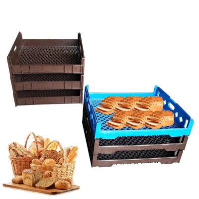 China Recyclable Agricultural Plastic Mobile Bread Crate Box Stackable Plastic Crate For Vegetable And Fruit for sale