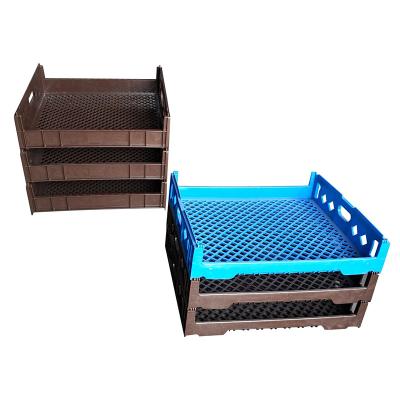 China Logistics Recyclable Stackable Stackable Box With Lid Flip Medical Supermarket Fresh Food Turnover Box Bread Case for sale