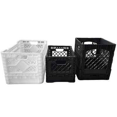 China Wholesale Black Small Recyclable Collapsible Stackable Stacking 16 20 24 Quart Collapsible Collapsible Plastic 12.7 Gallon Milk Crate On Sale Milk Bottle Storage for sale