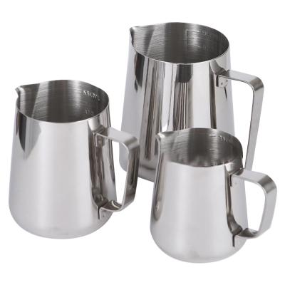 China Sustainable Wholesale 18/8 Stainless Steel Milk Jug Coffee Steaming Pitcher Measuring Coffee Frothing Pitcher for sale