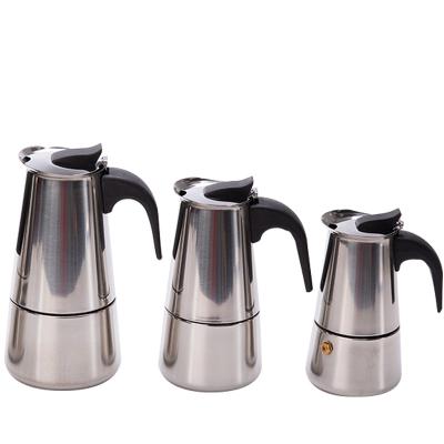 China 2022 New Viable Bestseller Portable Stainless Steel Style Coffee Mocha Pot With Anti-scalding Plastic Handle for sale