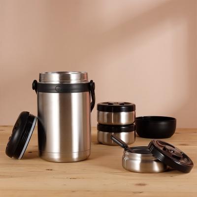 China 1800ml PORTABLE Food Thermos Insulated Lunch Box Stainless Steel Double Walled Food Hot Pot With Compartments for sale