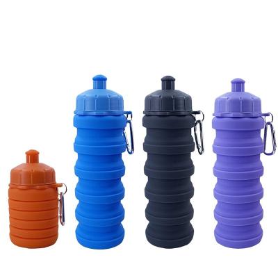 China Customized Viable Collapseable Portable Collapsible Logo 18oz Silicone Collapsible Water Bottle for sale