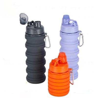 China Private Label 18oz Portable Outdoor Sports Drink Silicone Viable Collapsible Water Bottle With Custom Logo for sale