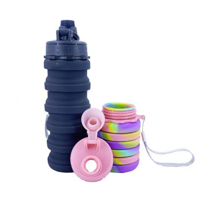 China Sustainable Hot Sale 18oz Food Grade Silicone Drinking Collapsible Collapsible Sports Water Bottle for sale