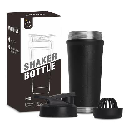 China OEM Viable Private Label Protien Protin Protine Water Bottle Black Private Protein Shaker Bottles With Big Lid for sale