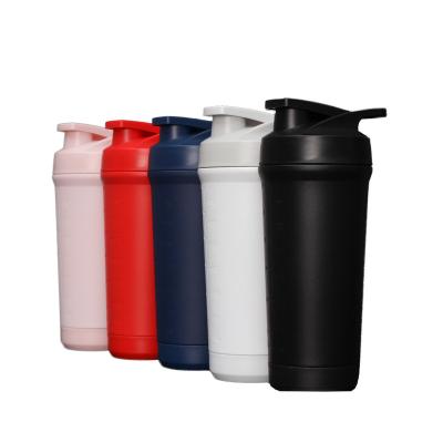 China Low Sustainable Creative Protein Shaker Bottle , Custom MOQ 800ml Sports Stainless Steel Shaker Cup With Removable Bottom for sale