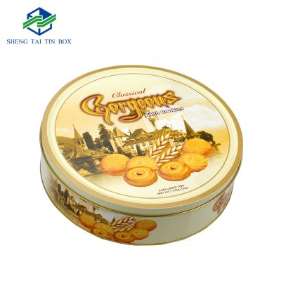 China 370g/13oz Dia260x70mm Recyclable Classic Round Biscuit Tins Large Round Metal Box Packaging for sale