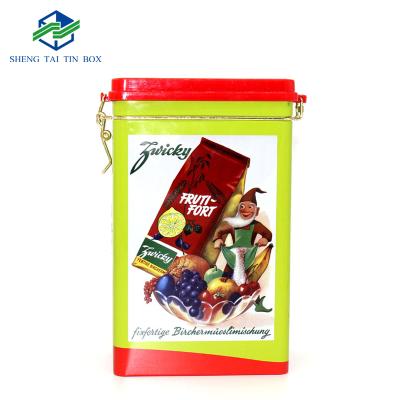 China Environmental Metal Packaging Airtight Canister With Flange Rectangular Food Packaging Tin Airtight Box for sale