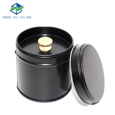 China Double Lid Tea Canister Metal Tea Canister Airtight Metal Tea Tin Matte Black Eco-friendly Storage for sale