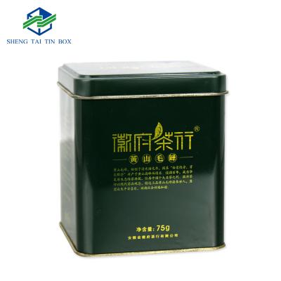 China Recyclable Tea Box Metal Square Tea Tin Box 75g Packaging Tea Cans for sale