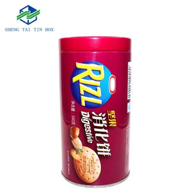 China Recycled Materials Metal Food Can Tin Cans For Food 160g Cylinder Metal Cookie Container for sale