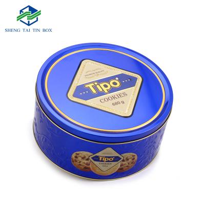 China Food Packaging Tin Cans Recyclable Round 680g Cookie Tin Can Can for sale