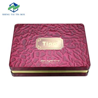 China Recyclable Custom Metal Tin Box Biscuit Packaging Box Large Rectangular Cookie Tin Box for sale