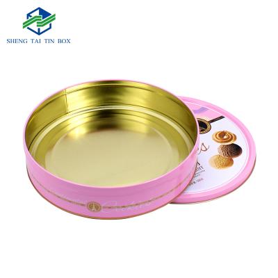 China Eco-friendly 500g Custom Cookie Tin Packaging Tin Tin Packaging Large Round Food Tin Cans for sale