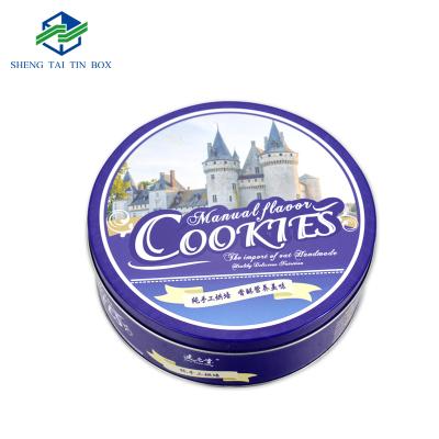 China Recycled Materials Custom Cookie Tin Dia168*60mm Round Classic Cookie Tin Containers for sale