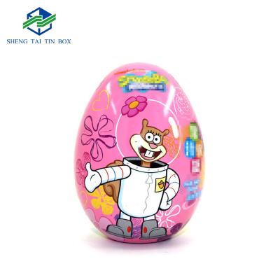 China Recyclable Custom Metal Tin Box Cartoon Small Egg Shape Tin For Candy for sale