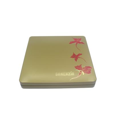 China Big Recyclable Golden Thin Square Cake Tin Box Food Grade Tins for sale