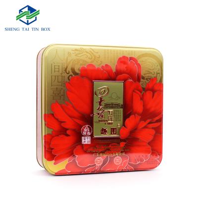 China Recyclable custom square mooncake box 210x210x65mm mooncake tin box for sale