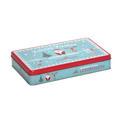 China Recyclable Rectangular Christmas Tins With Hinge Christmas Tin Box for sale