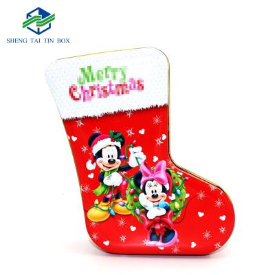 China Eco - Friendly Custom Christmas Tin Boxes Sock Tins Christmas Tin Gift Boxes for sale