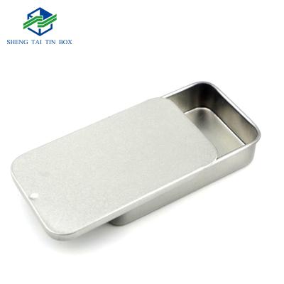 China 60*34*11mm Recyclable Wholesale Metal Top Cans Small Slide Tin Box for sale