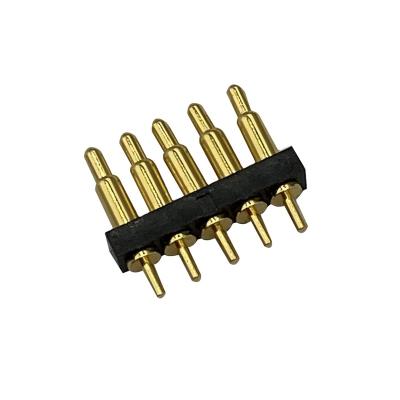 China Working Height 10.1mm Spring 1A PCB 2.54mm Pogo Pin Connector H2.5 1x04P Immersion Single Row Loaded Header Type Pogo Pin Connectors for sale