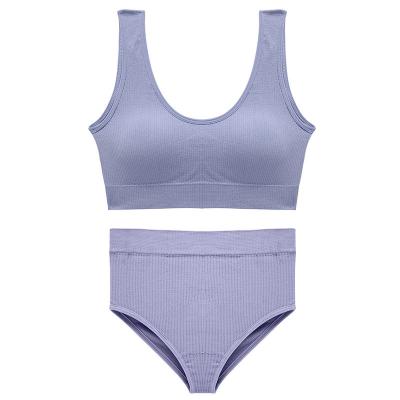 China Girls Seamless Simple Style Solid Color Underwear Set Women's Lift Up Soft Bra And Brief Sets for sale