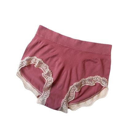 China Breathable wholesale ladies soft lace edge briefs large elastic medium waist high waist panties women for sale