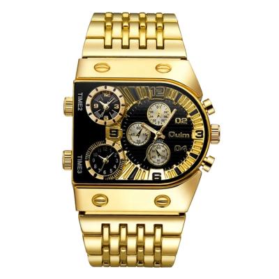 China Oulm HT9315 Full Steel Time Zone Men's Watches Quartz Watch Gold Luxury Waterproof Male Military Multiple Wristwatch for sale