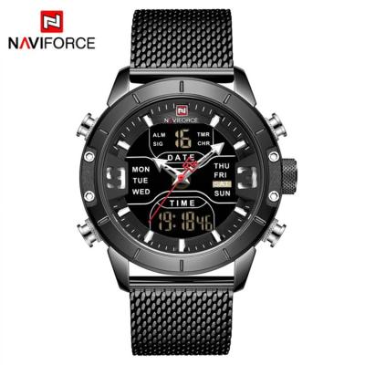 China Brand Watches Analog-Digital Men's Watches Alarm NAVIFORCE 9153 Stainless Steel Stainless Steel Mens Waterproof Digital Man Watch for sale