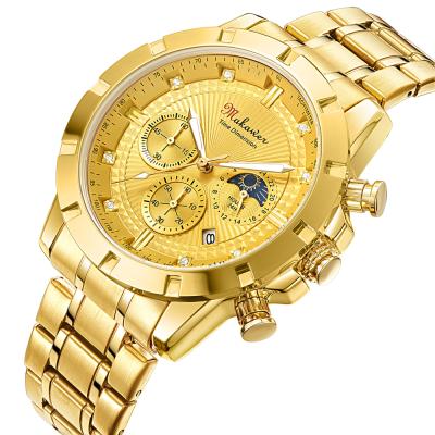 China New Automatic Date 2022 Steel Band Sun Moon Star Waterproof Quartz Men's Watch Makawer 1905 Classic Fashion Luminous Men's Watch for sale