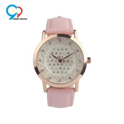 China Water Resistant Chic Rose Watches Stitching Strap Quartz Watch For Young Lady for sale